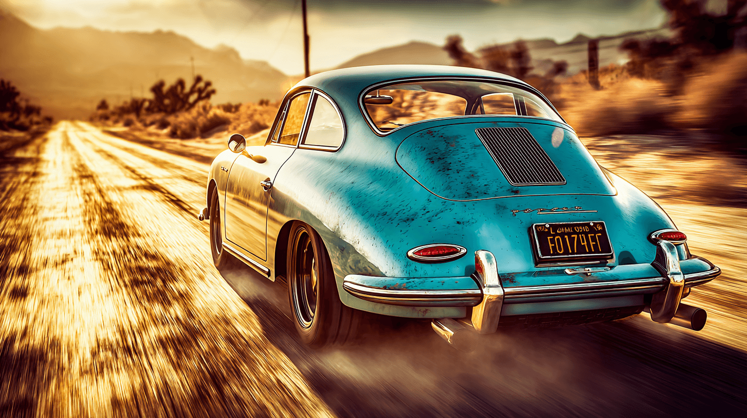 Porsche at sunset