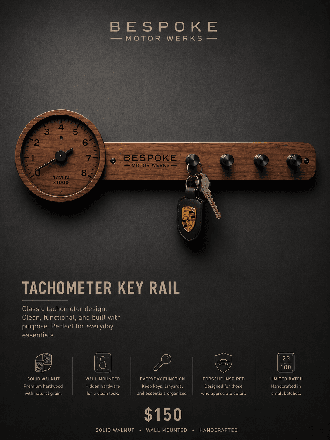Tachometer Key Rail — holding photograph